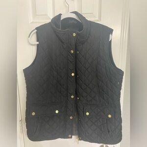Weatherproof Black Quilted Vest with Gold Accents XL